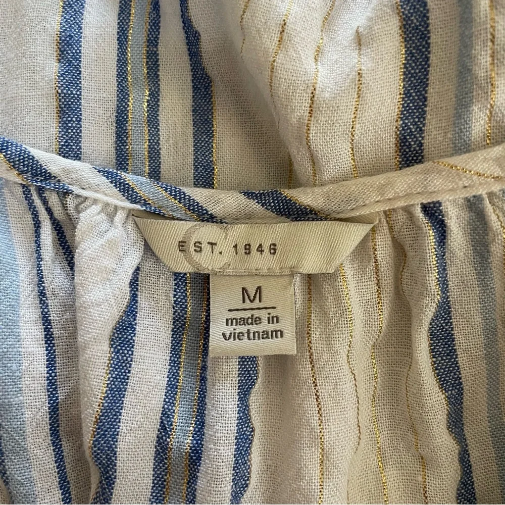 Cato blue and white striped with gold threads boho oversized swing Top size M - Picture 5 of 9